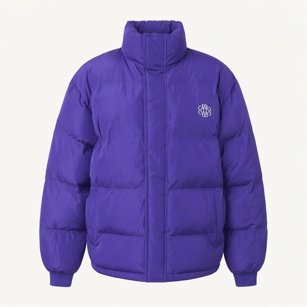 닉앤니콜 자수 로고 숏패딩 점퍼 퍼플 FREE