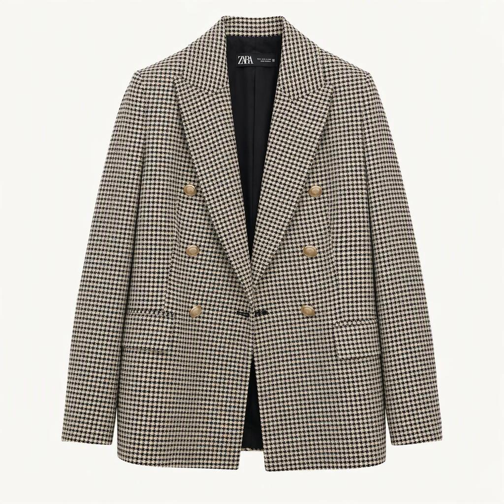 ZARA 체크 더블 자켓 S