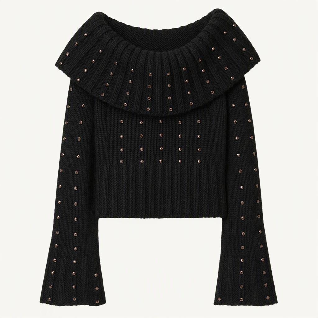 Anthropologie 블랙 비즈 크롭 니트 (새상품)