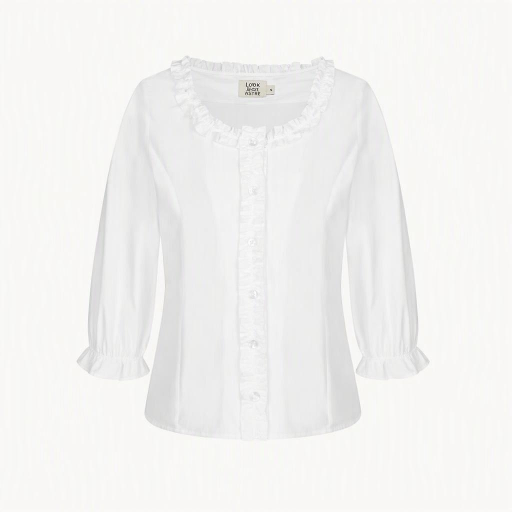 Hazel Frill Blouse (Ivory)