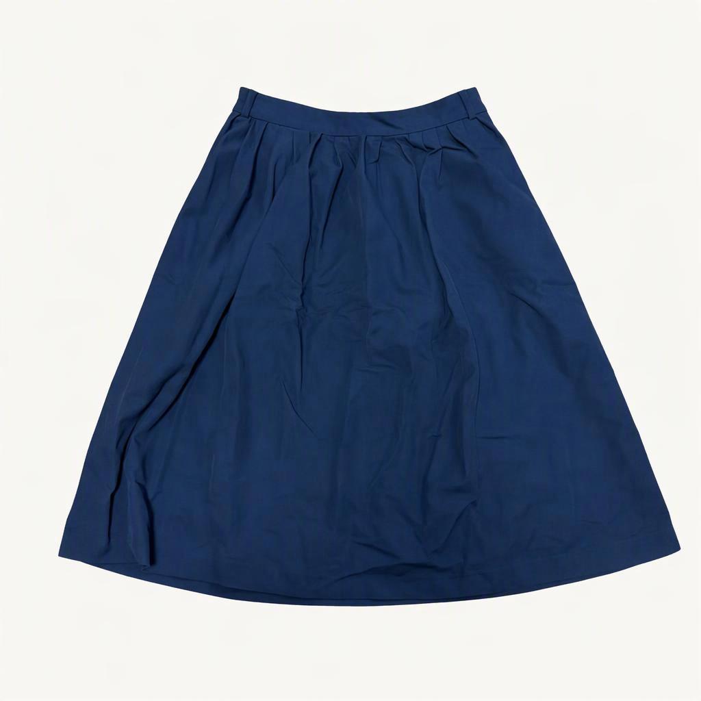 H&M 플리츠 플레어 미디스커트 네이비