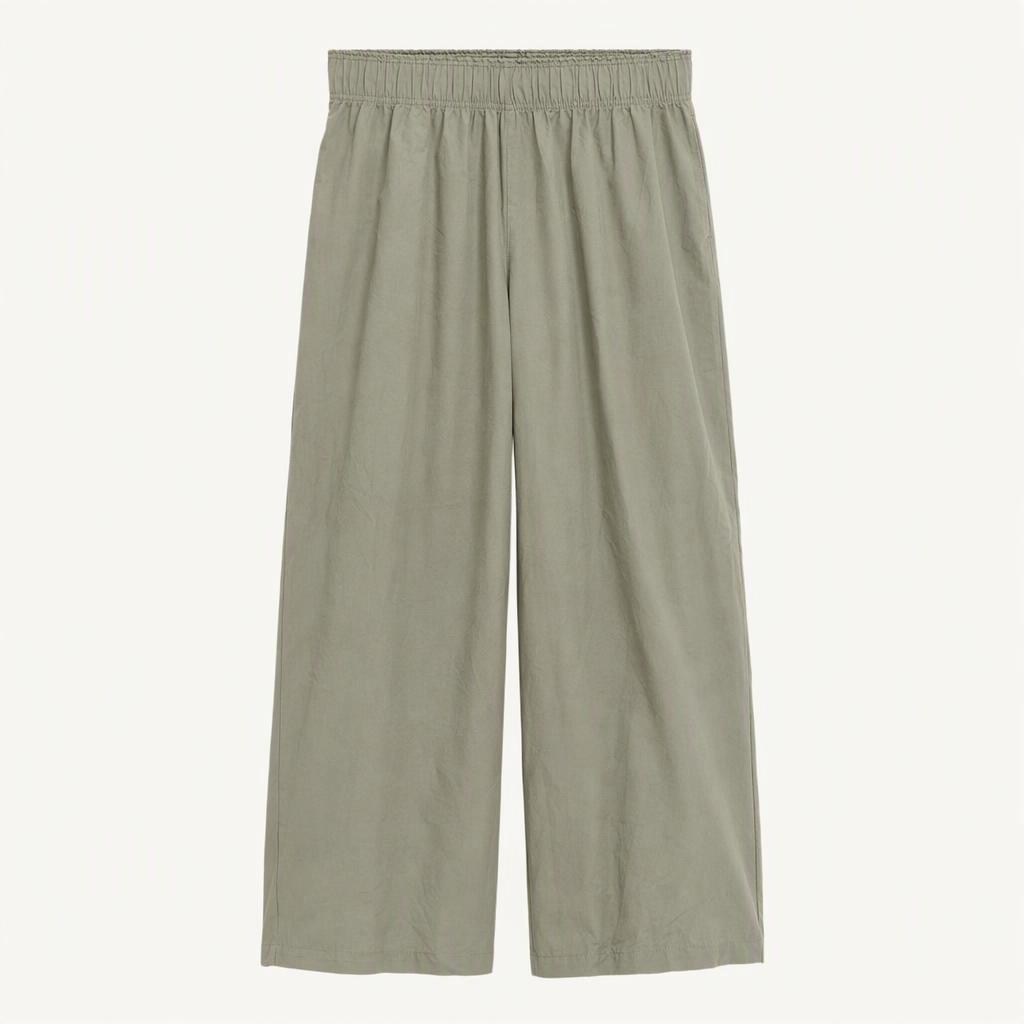 H&M 밴딩 와이드 캐주얼팬츠 카키