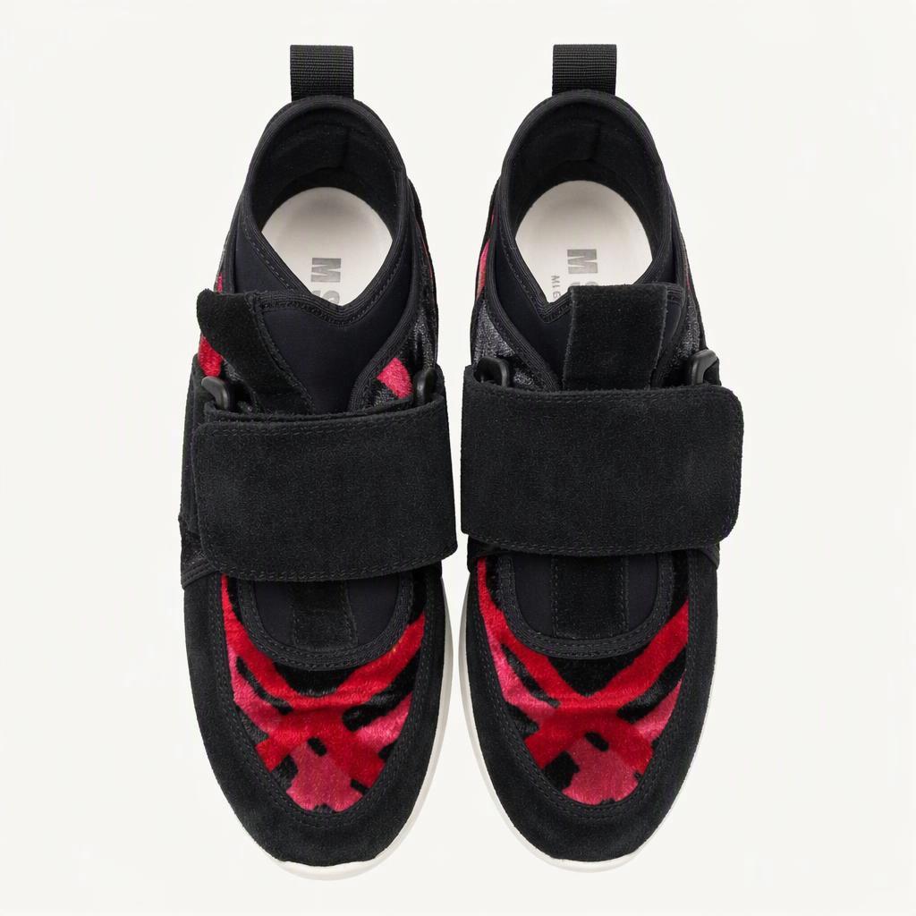 MSGM 벨크로 스웨이드 스니커즈 블랙 레드