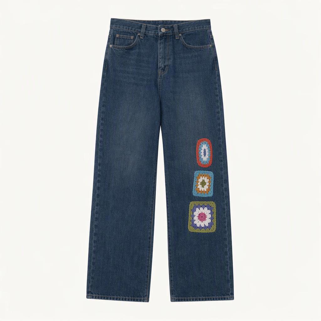 로씨로씨 X 그래피커스 Crochet Jeans [MIDDLE BLUE]