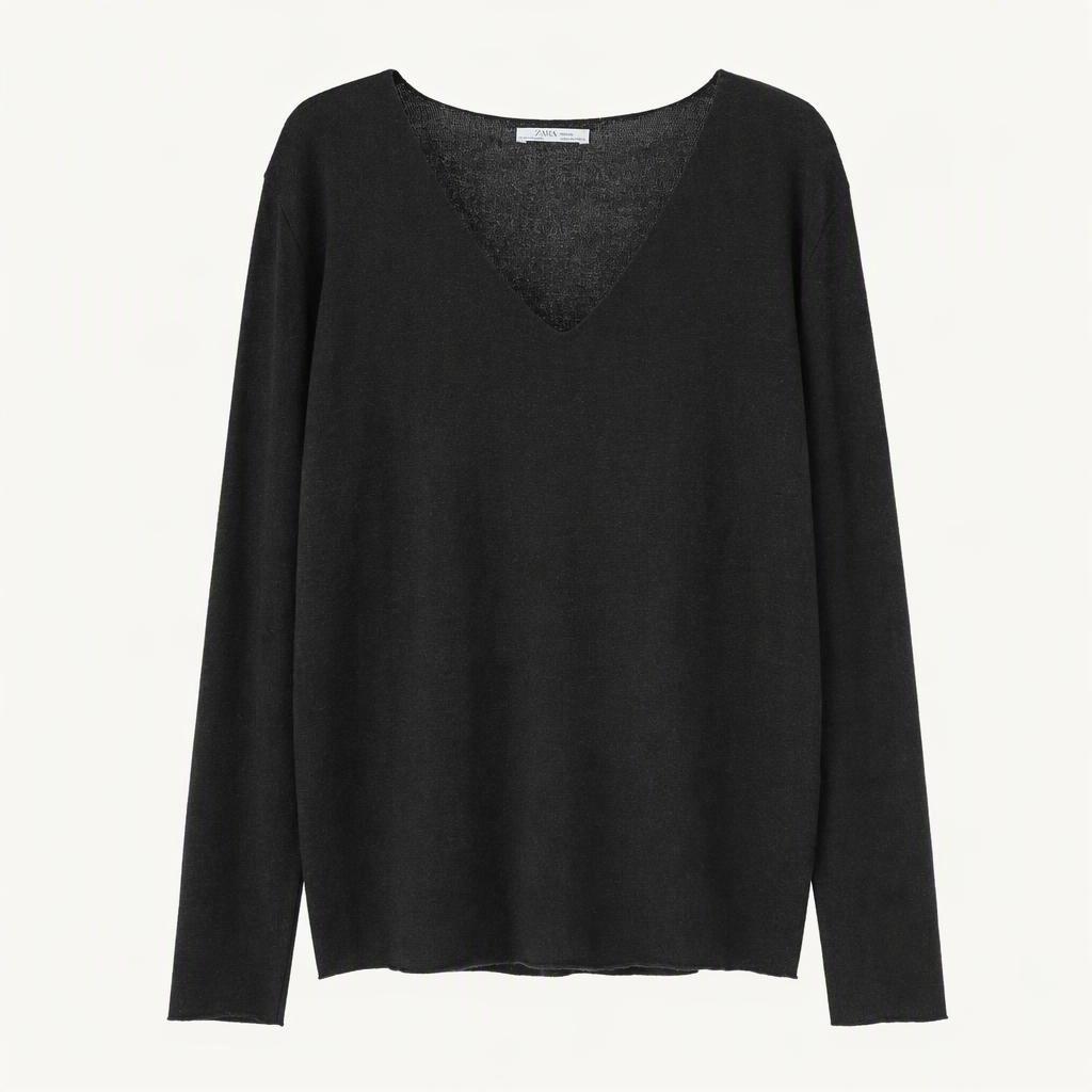 ZARA 여성 블랙 브이넥 니트 (새상품)