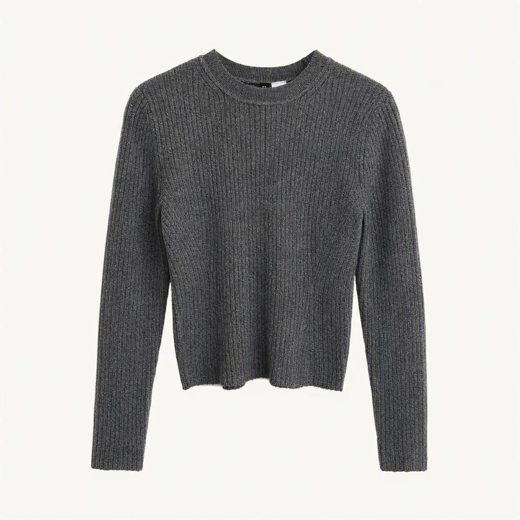 H&M 슬림핏 골지 라운드넥 긴팔 니트 S