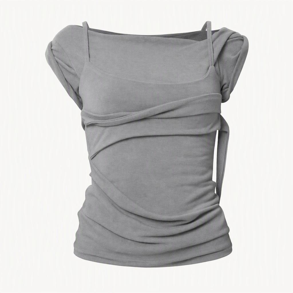 플레어업 Layered Bustier T-Shirt (FL-108_Gray)