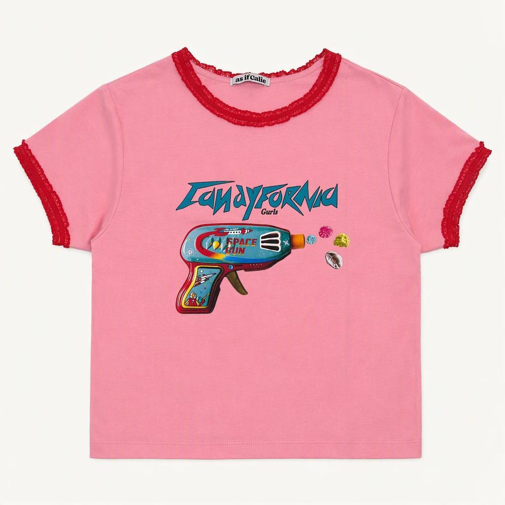 에즈이프캘리 toy gun t-shirt pink