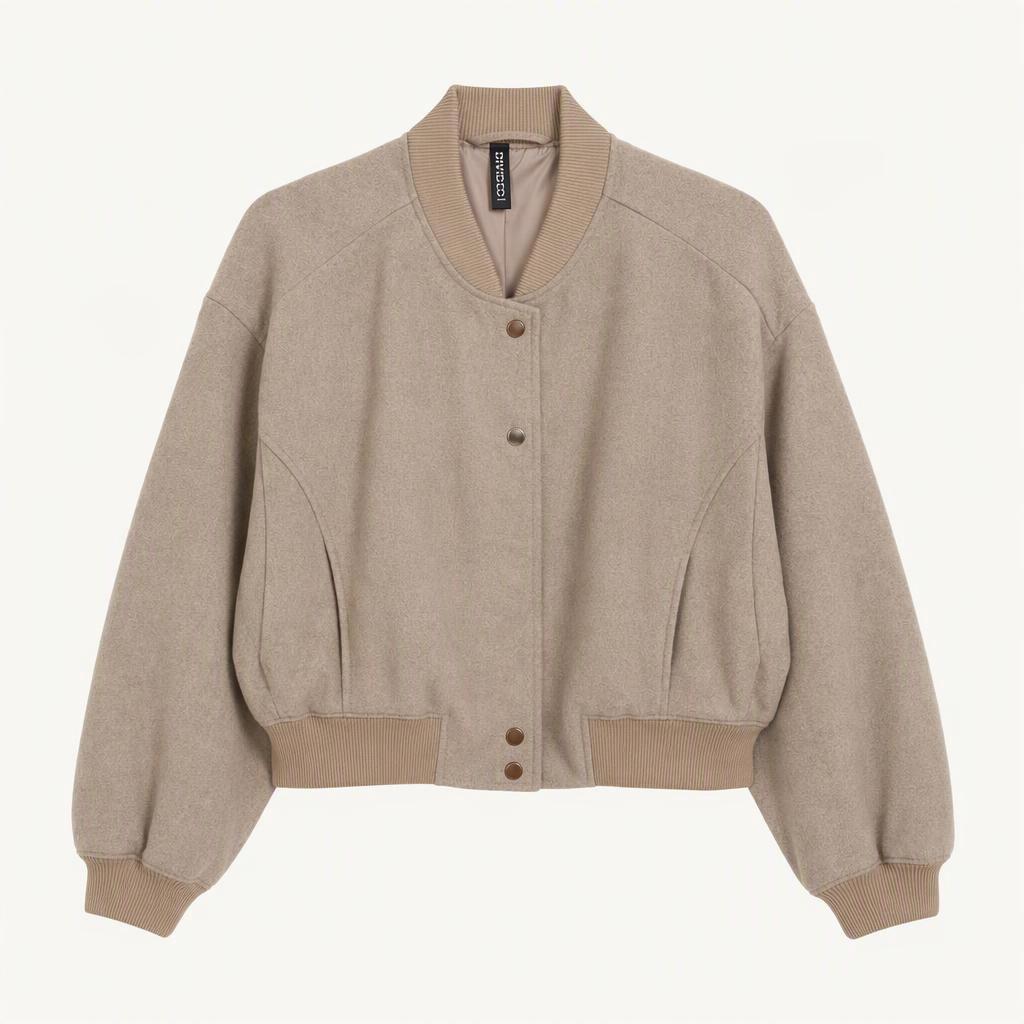 H&M 디바이디드 크롭 울라이크 바시티 봄버 재킷