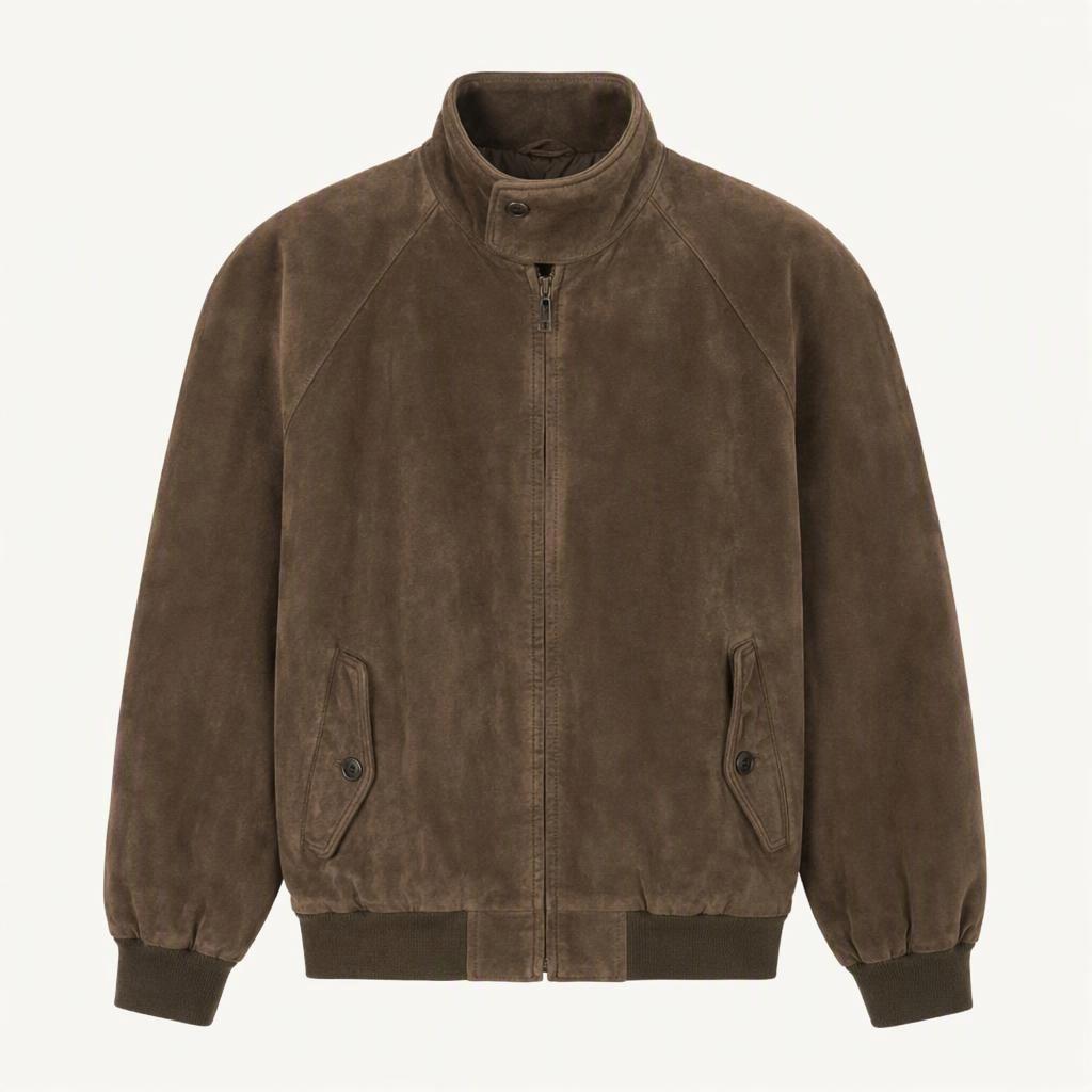 [4728]American casual brown suede zip-up jacket