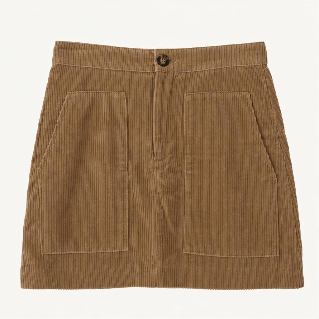 H&M 코듀로이 포켓 미니스커트 베이지