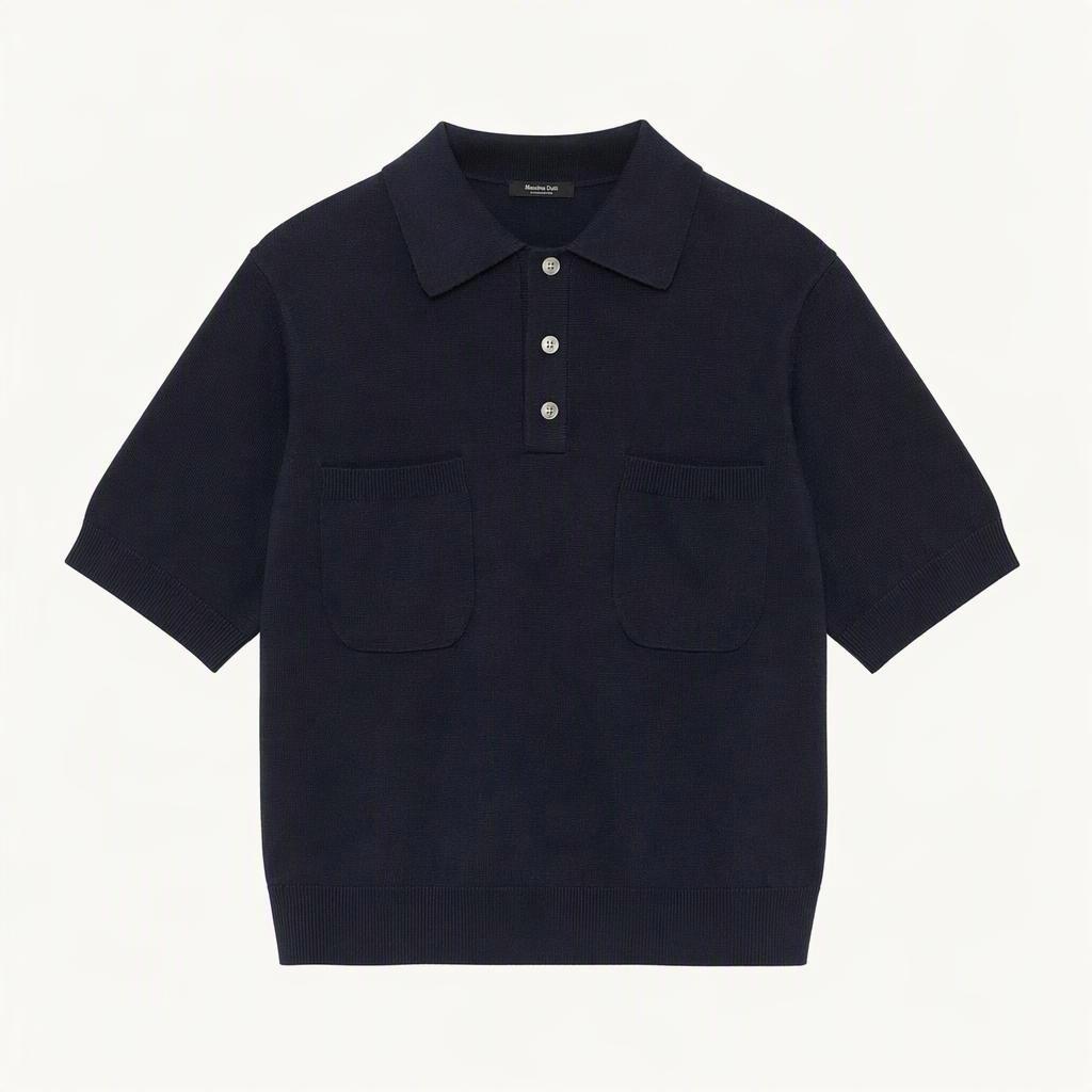 Massimo Dutti 네이비 카라 반팔 니트 (새상품)