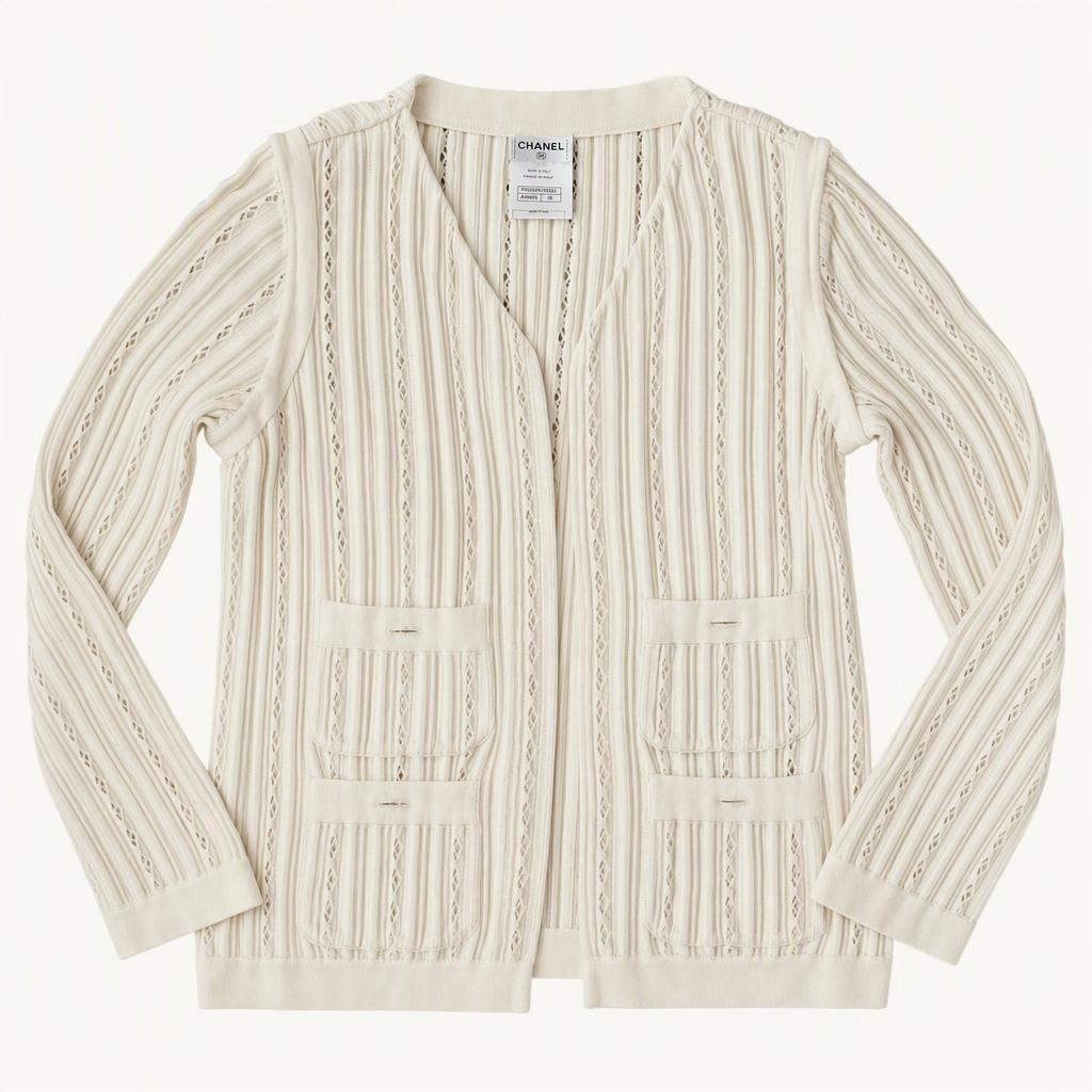 샤넬 chanel 아이보리 니트 가디건 38