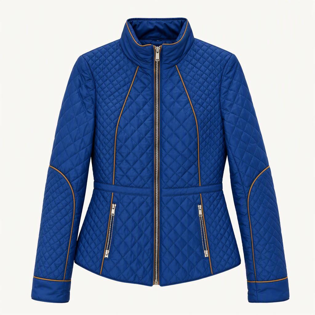 H&M 퀼팅 지퍼 패딩 점퍼 블루 자켓