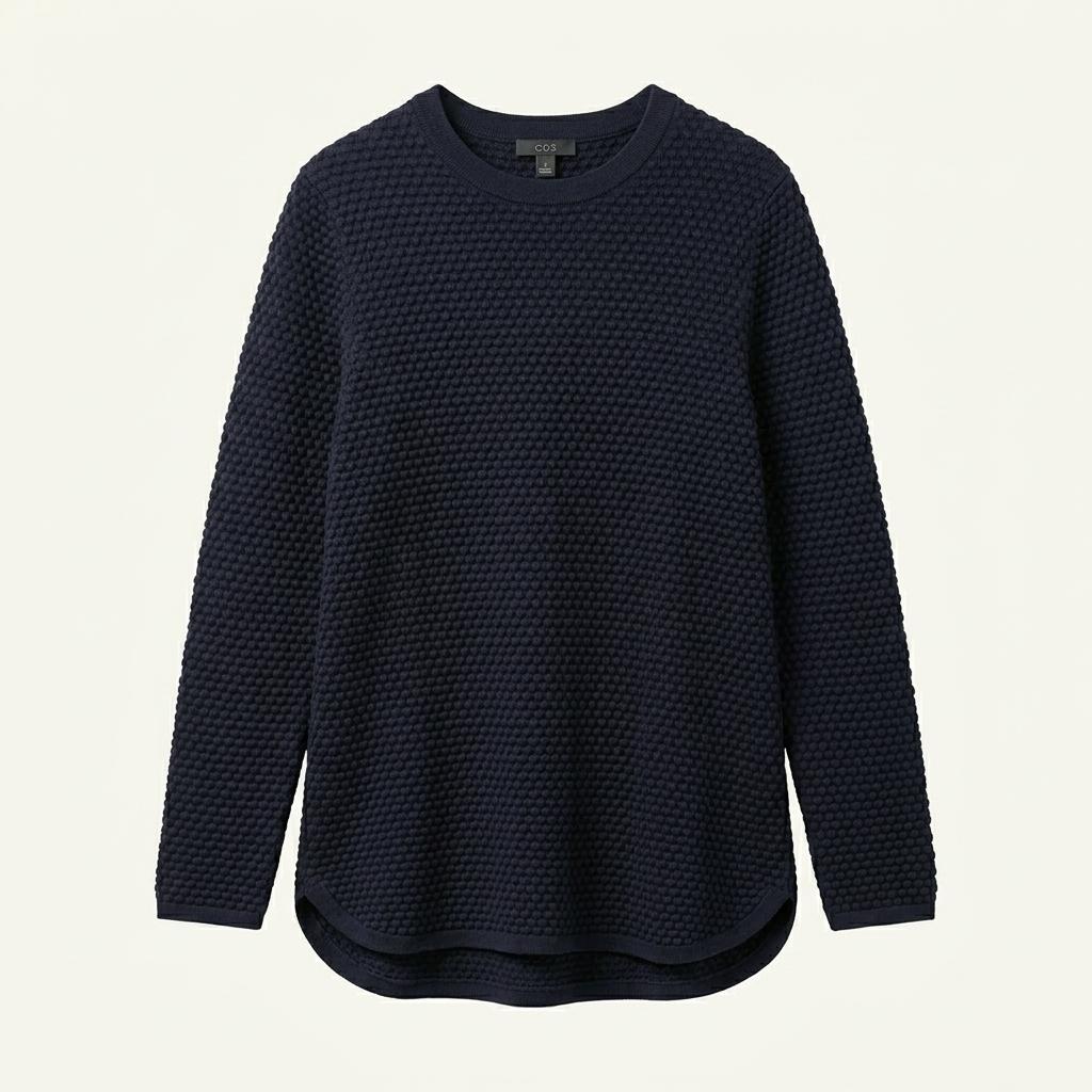 COS 네이비 엠보싱 롱슬리브 s사이즈