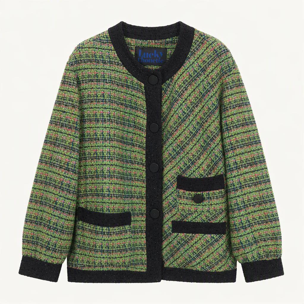 럭키슈에뜨 트위드 배색 자켓 그린 36