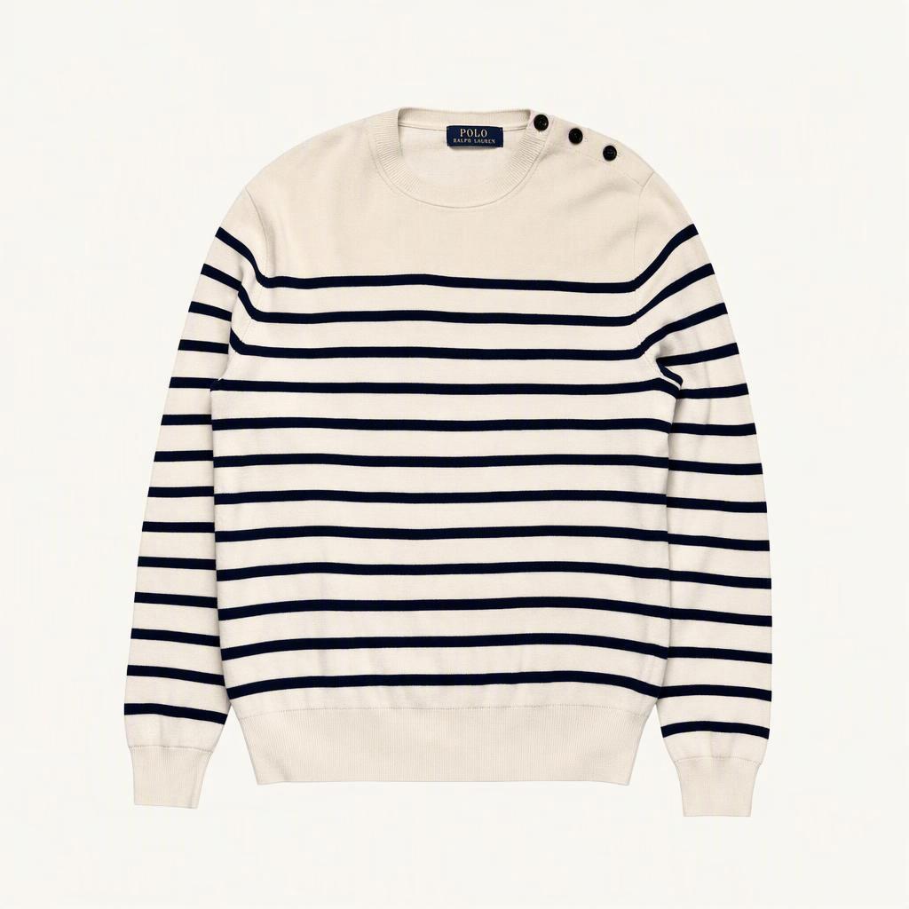RALPH LAUREN 숄더 버튼 스트라이프 니트 M 175/96A