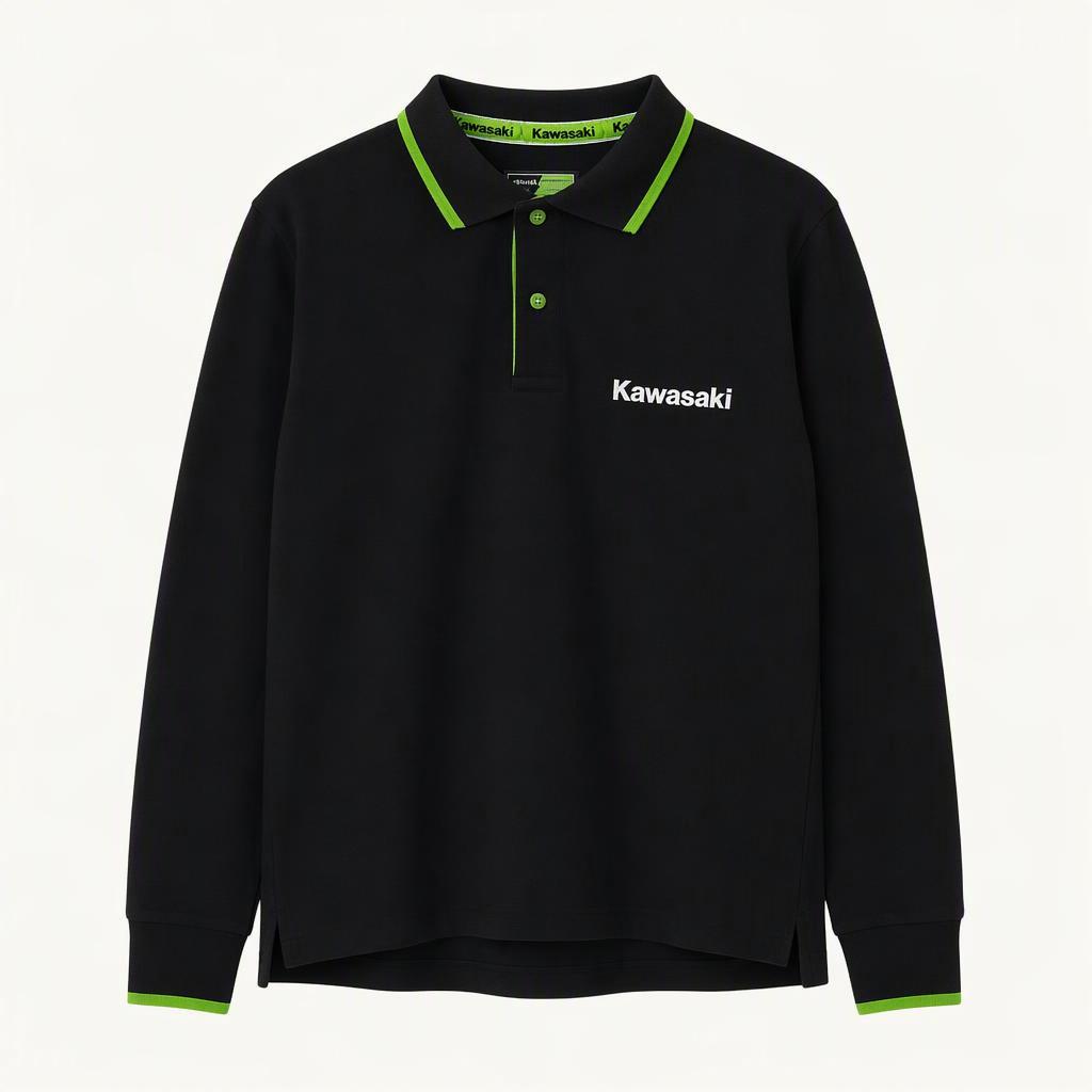 가와사키Kawasaki 어패럴 카라 배색 긴팔 티셔츠s/m