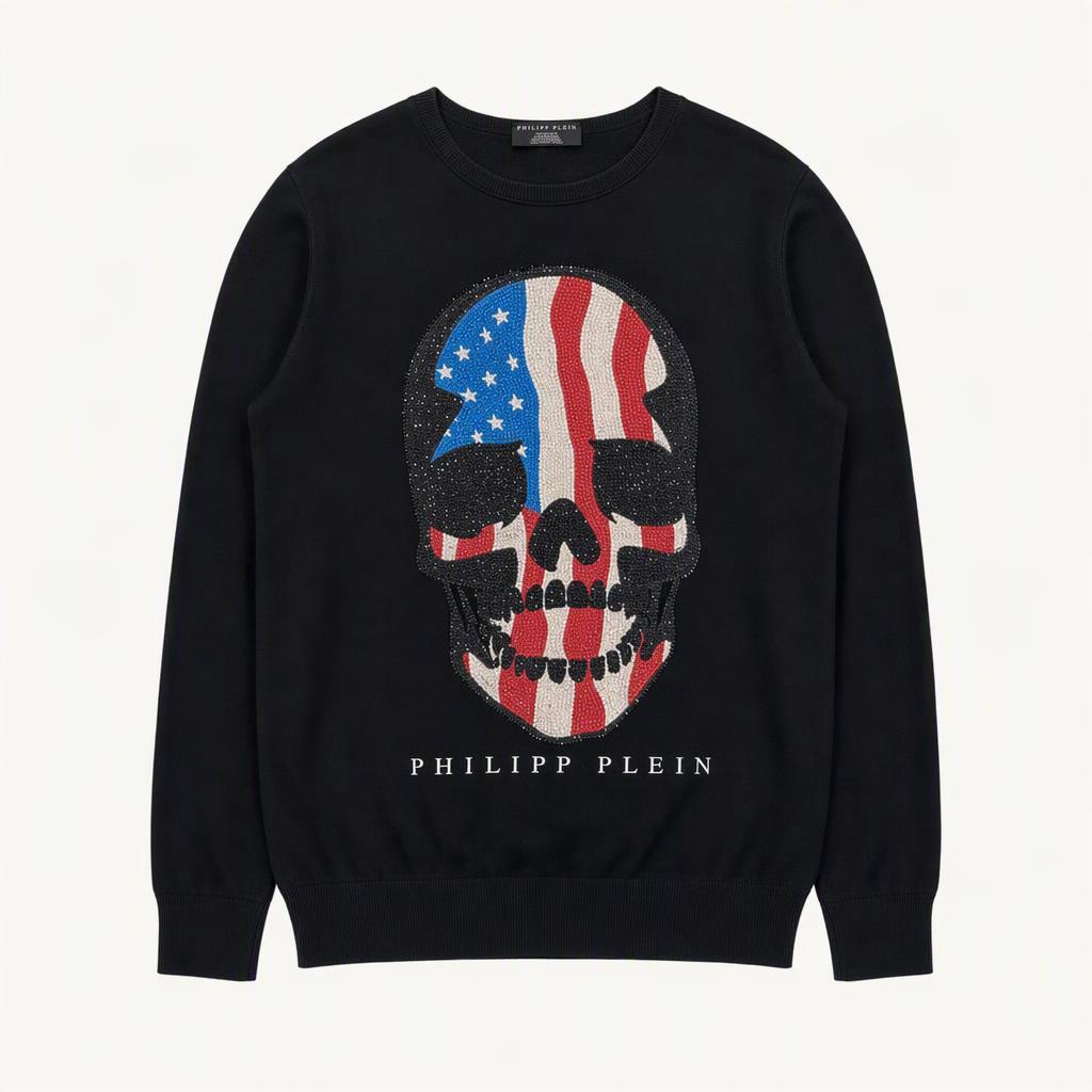 PHILIPP PLEIN 성조기 큐빅 니트XXL