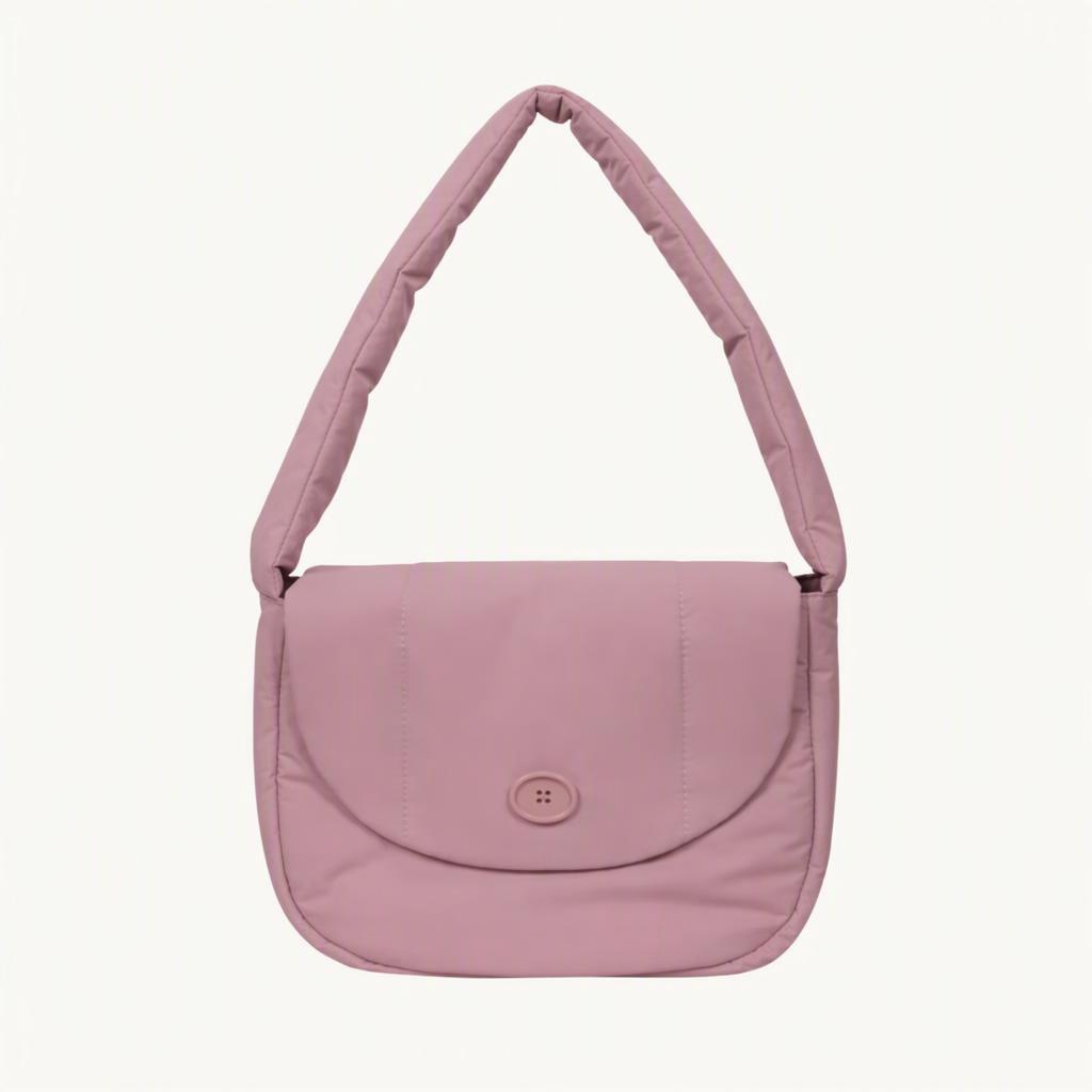 몽드몽드 패딩 플랩 숄더백 핑크
