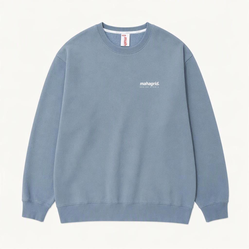 (L-XL) 맨투맨 티셔츠 스몰로고 기모 블루-H41293