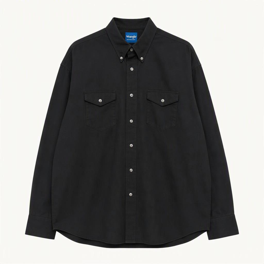 랭글러 하드 트윌 코튼 웨스턴 셔츠 / 블랙, 2XL