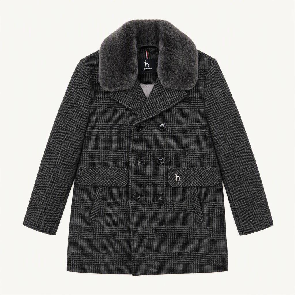 헤지스키즈 퍼카라 더블 체크 모직 코트 130