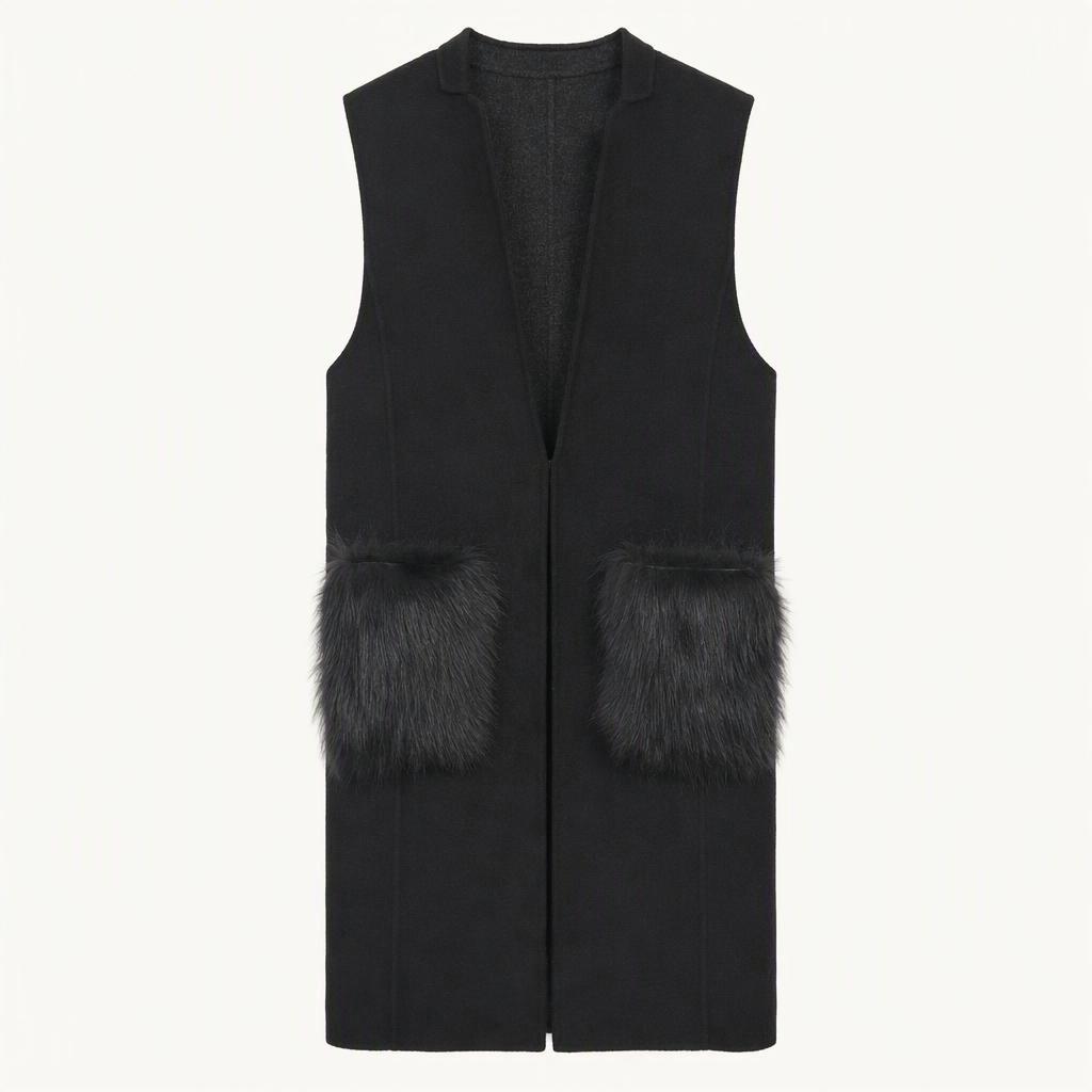BCBG 폭스퍼 포켓 울 혼방 롱 베스트 조끼