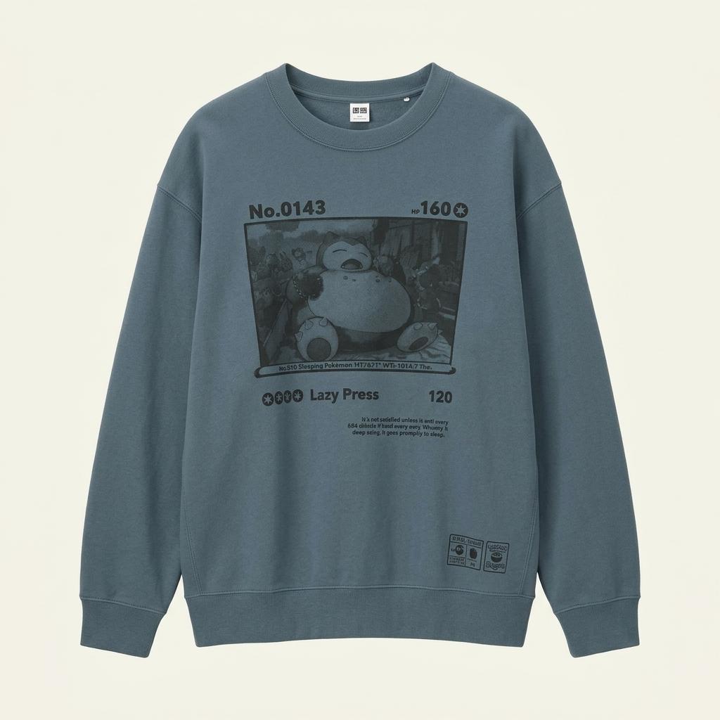 유니클로 (MEN - XL) 코튼 폴리 포켓몬스터 잠만보 그래픽 맨투맨