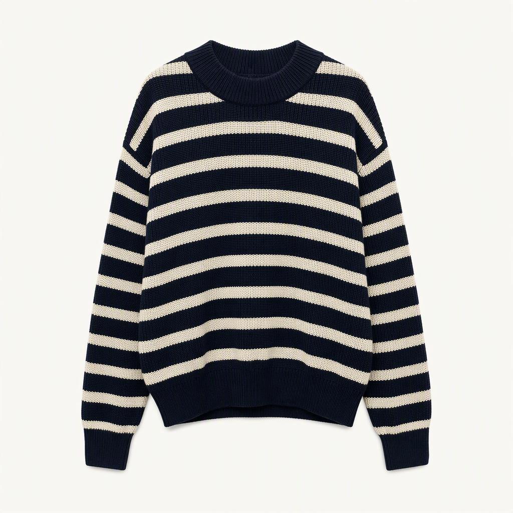 337. ZARA 라운드 네이비 넥 니트 스웨터L
