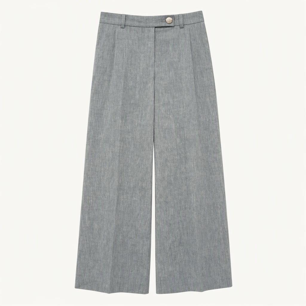미샤 ITALY fabric 소라색 린넨 고급 와이드 팬츠 70-88