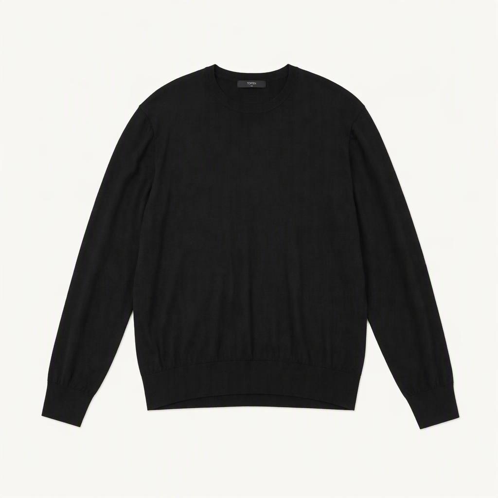 탑텐 울100 라운드 니트 블랙 XL