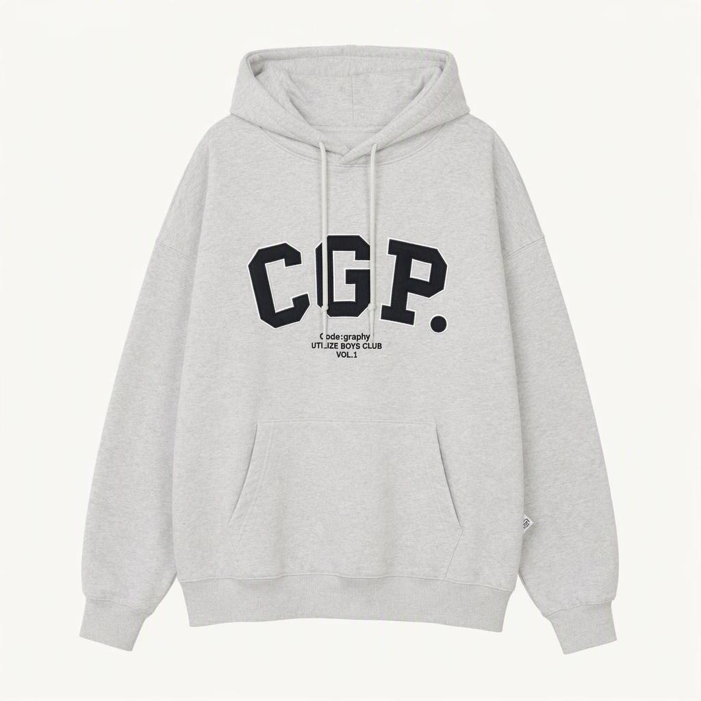 코드그라피 CGP 아치로고 기모 후드티 그레이 L