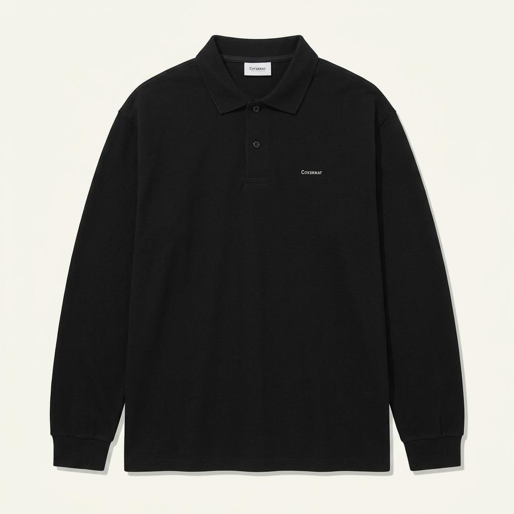 (L-XL) 커버낫 카라 긴팔티셔츠 스몰로고 블랙 올드스쿨-H40315