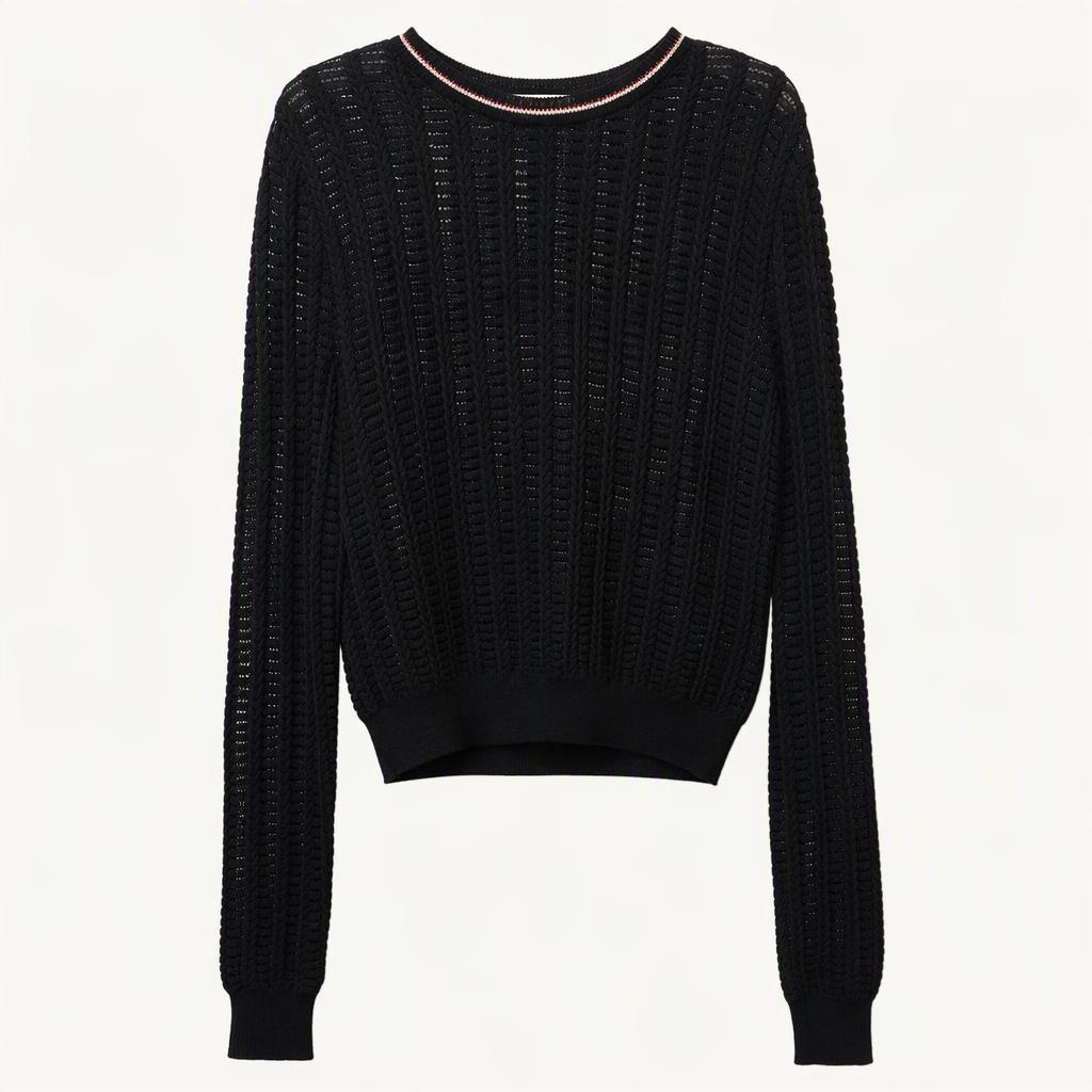 S 까르뱅 CARVEN 면혼방 펀칭 긴팔 니트 A429