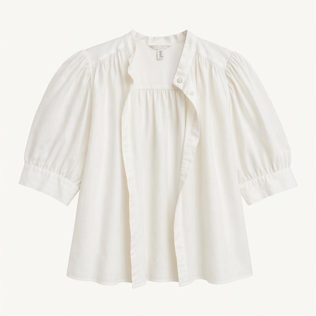 H&M 화이트 퍼프 소매 블라우스