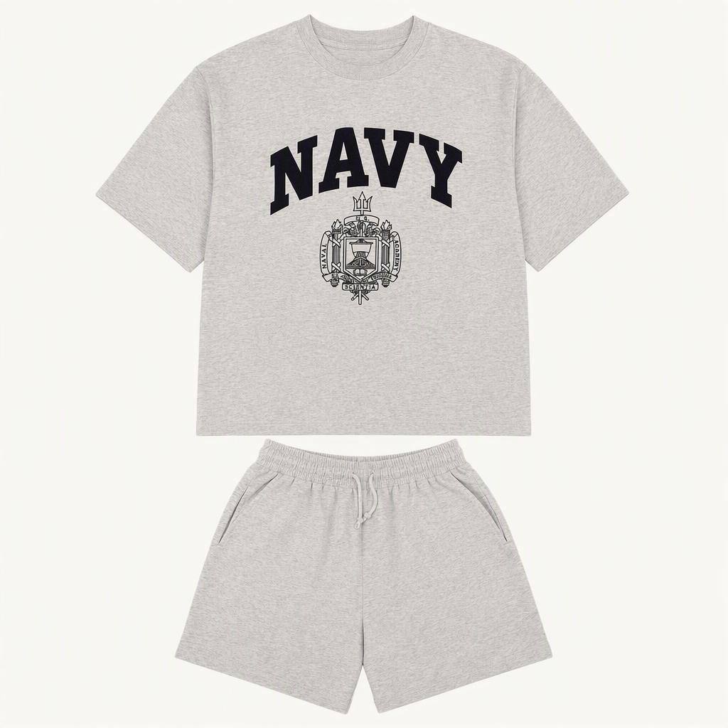 US NAVY 반팔 반바지 트레이닝 세트 그레이