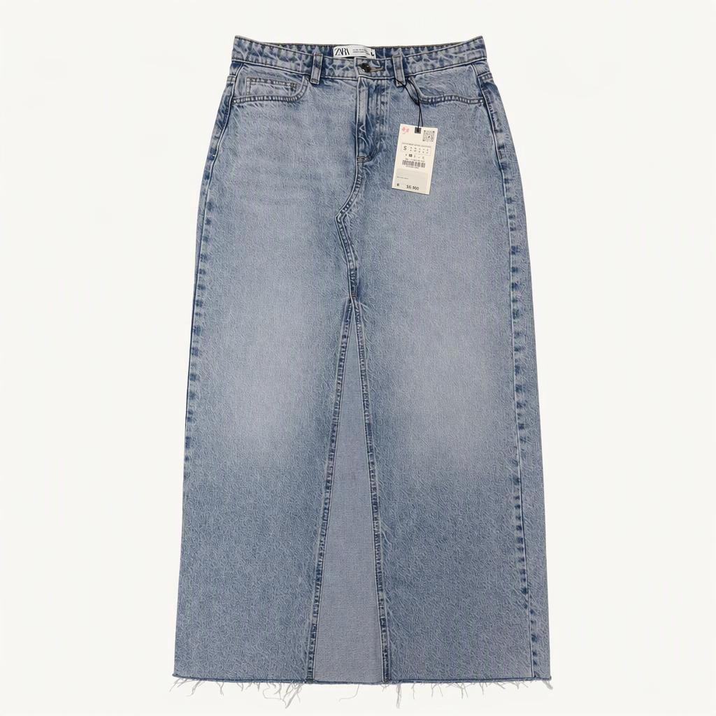 <새상품> 여성 자라 ZARA 여성 데님 미디 스커트 S