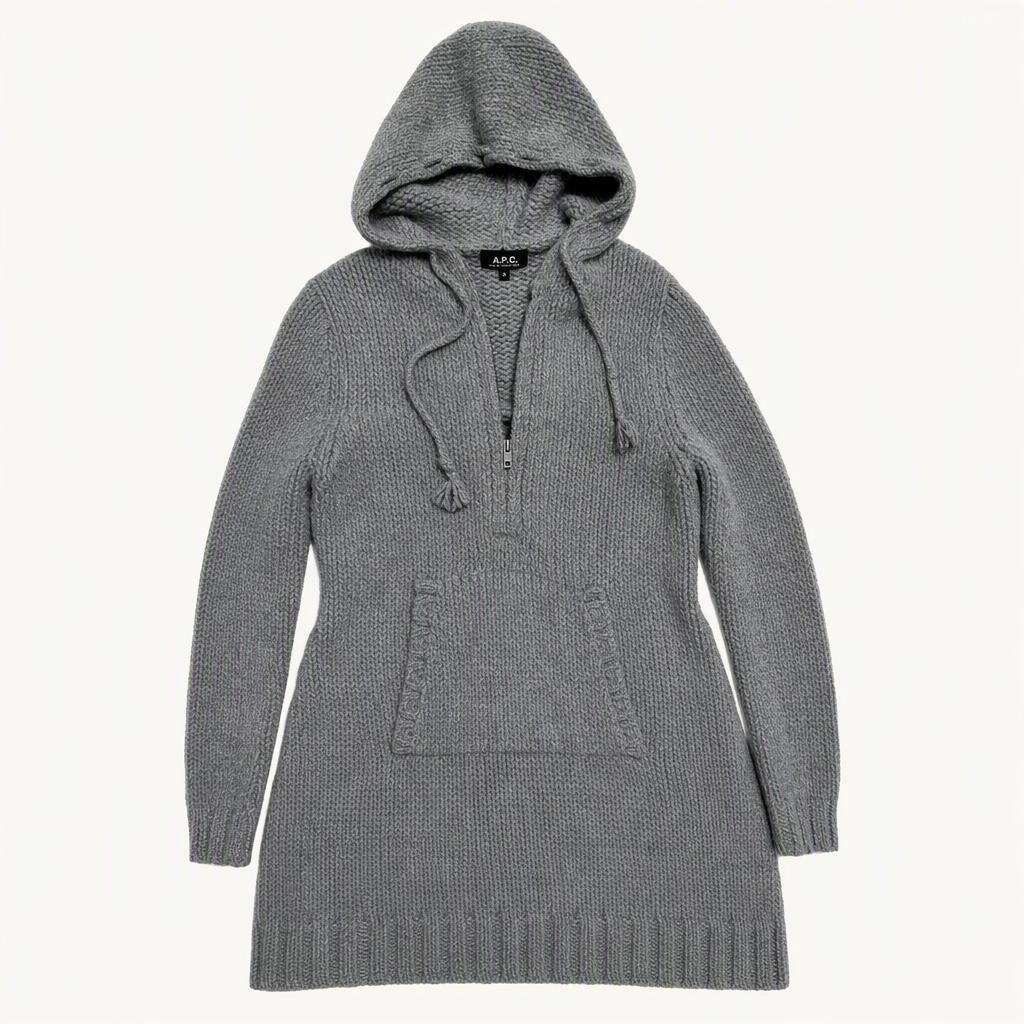A.P.C. 그레이 니트 후드 원피스 S