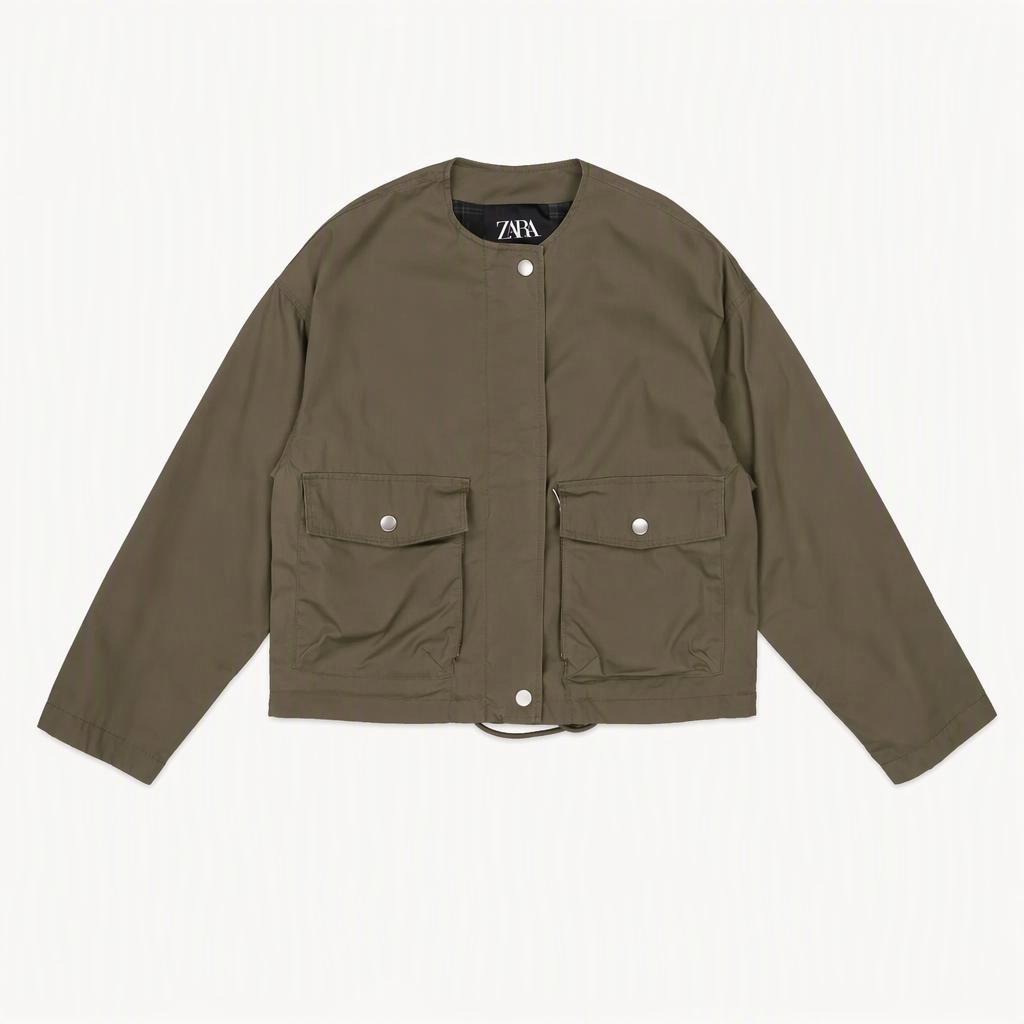 ZARA 자라 카키색 라운드넥 자켓 S