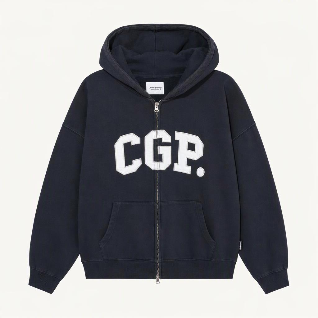 코드그라피(CGP) 아치 로고 후드집업 블랙