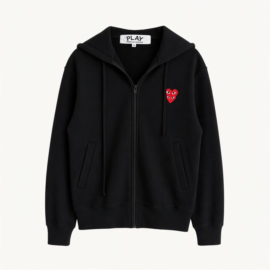 COMMEdesGARCONS 꼼데가르송 플레이 블랙 더블와펜 후드집업