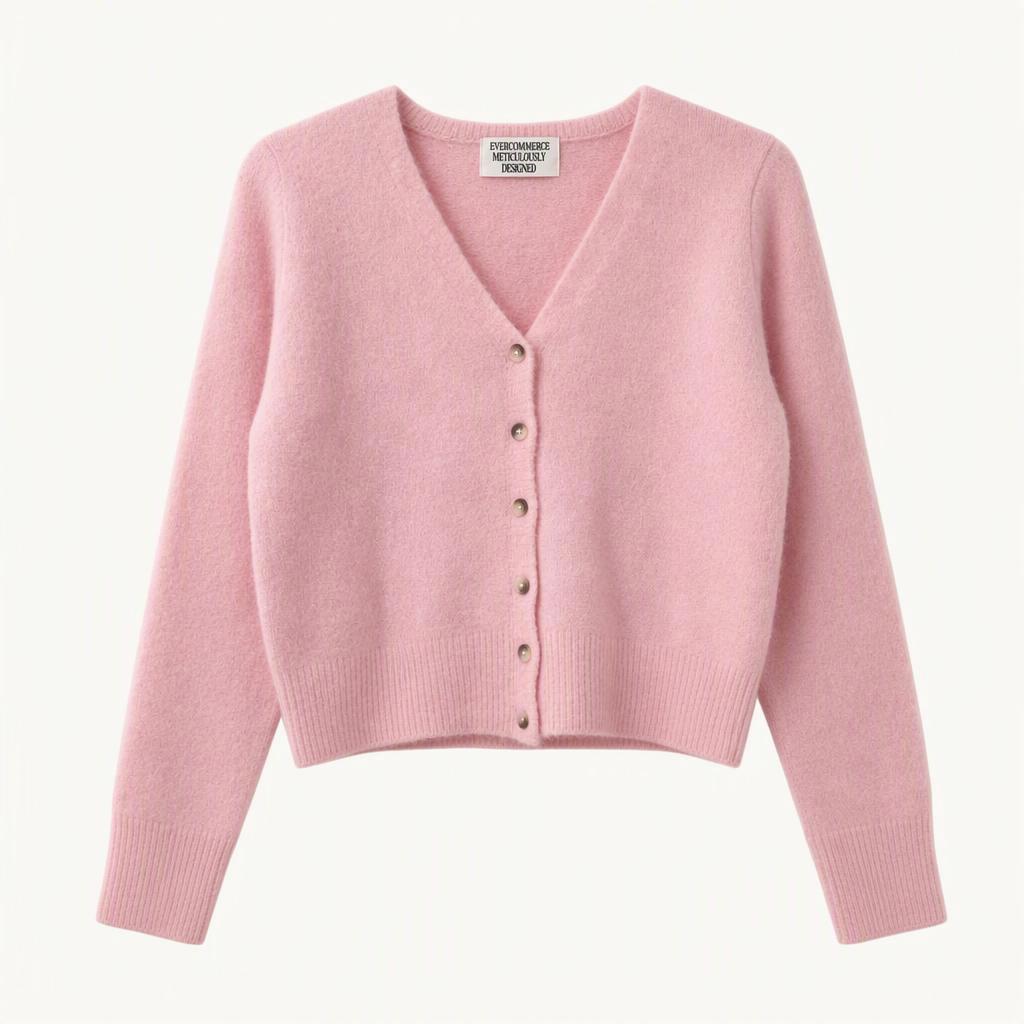 에버커머스 핑크색 브이넥 가디건