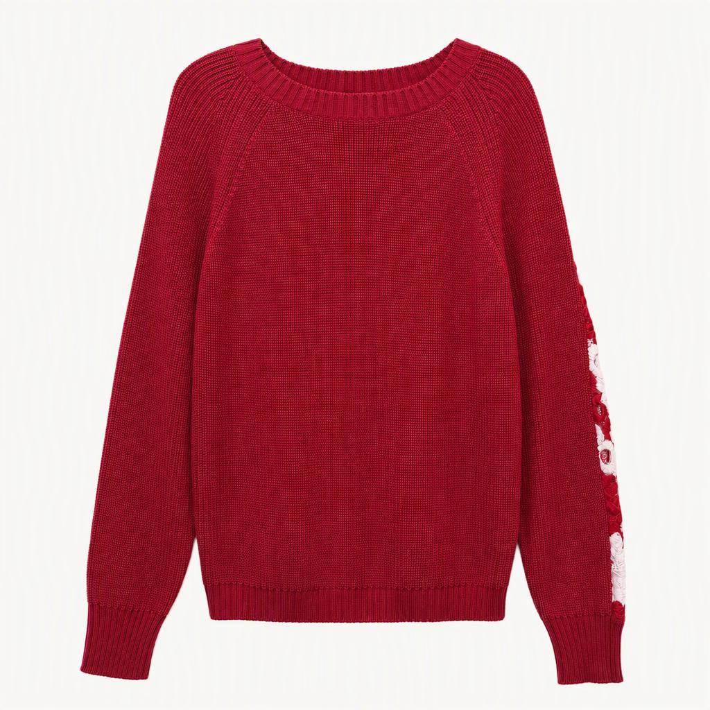 S MSGM 면100 플라워 레이스 메쉬 자수 뒷트임 긴팔 니트 맨투맨 A469