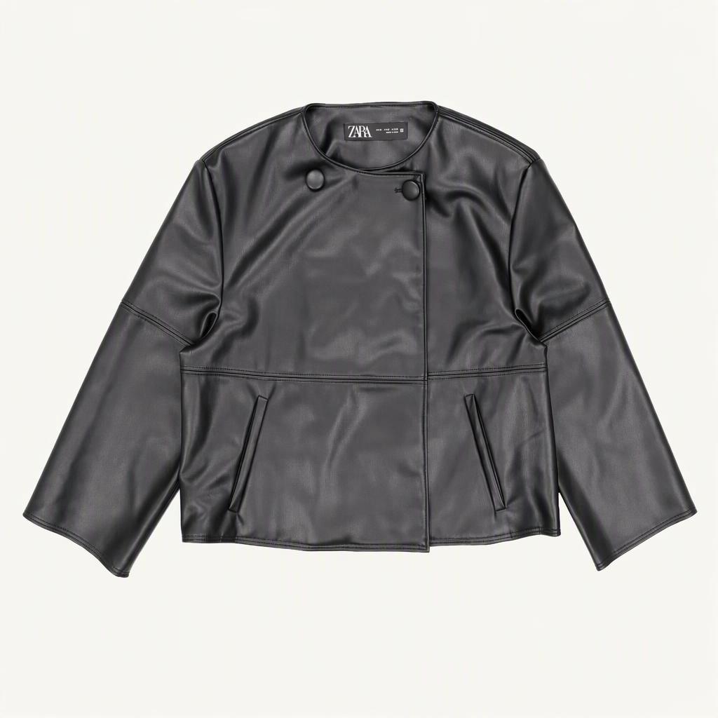 새상품)ZARA 자라 에코 레더 자켓 블랙 S