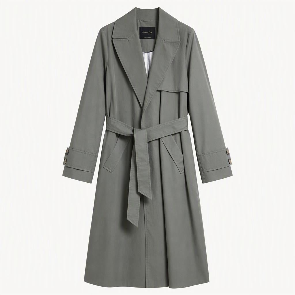 마시모두띠 MASSIMODUTTI 벨티드 카키 트렌치 코트