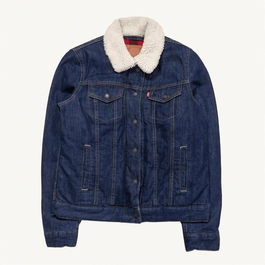 LEVI'S 쉐르파 버팔로 체크 라이닝 트러커 데님 자켓 S