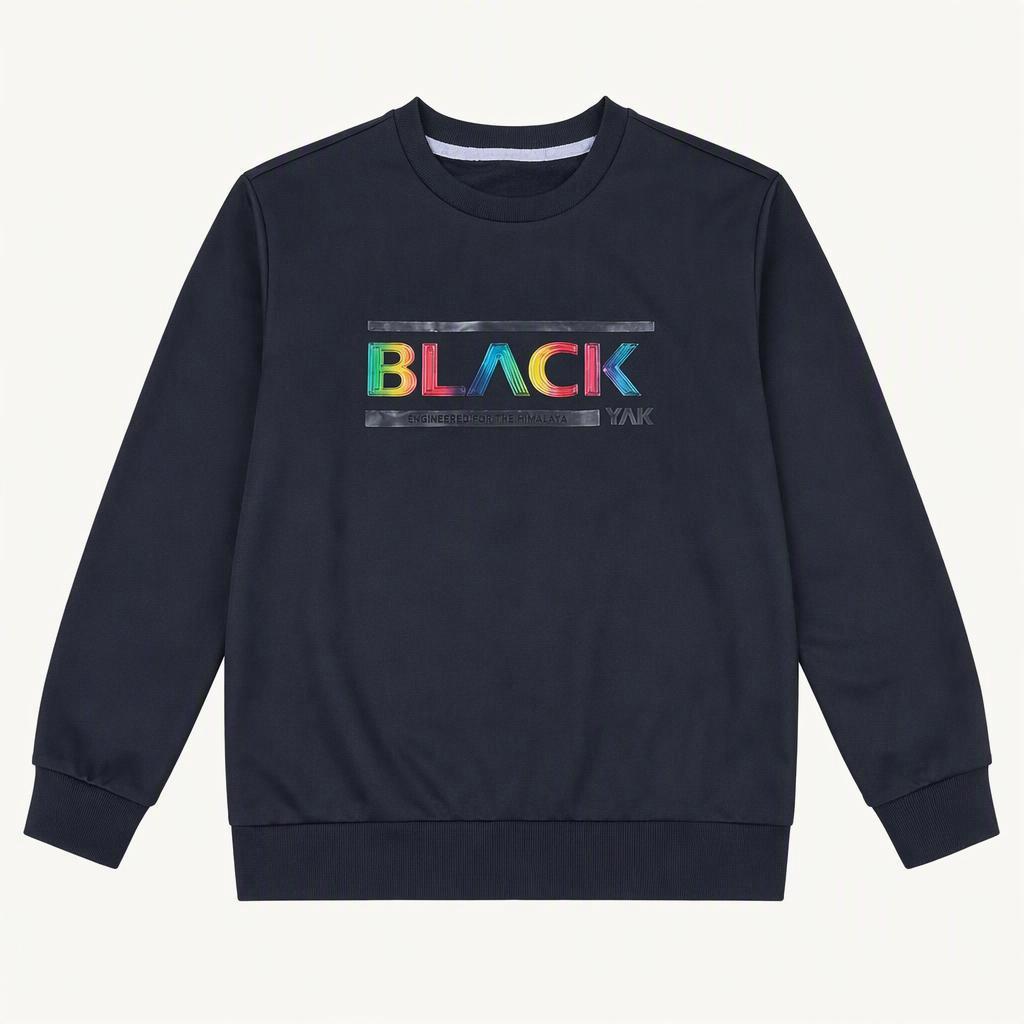 블랙야크 레인보우 로고 맨투맨 블랙
