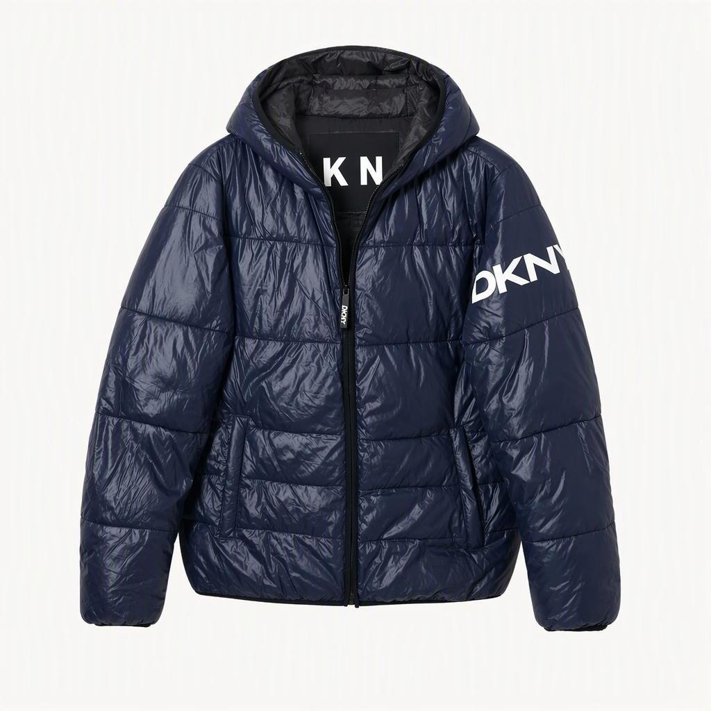 DKNY 울트라로프트 숏패딩 후드점퍼 집업자켓 폴리 쉘 워터프루프 기능성 L