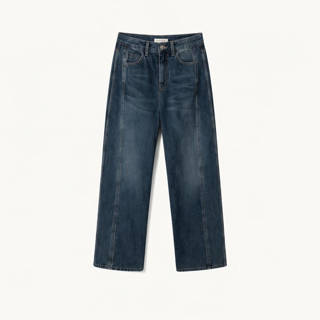 FYEO 포유온 Rion Side Panel Loose Denim 다크블루
